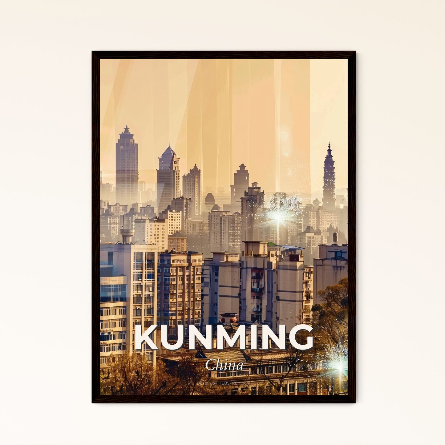 Kunming City Skyline Art Poster - A city with many tall buildings