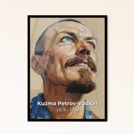 Enchanting Mystique: Kuzma Petrov-Vodkin Inspired Artwork - Vibrant Contemporary Portraits on Beige with Dynamic Hatching & Highlights