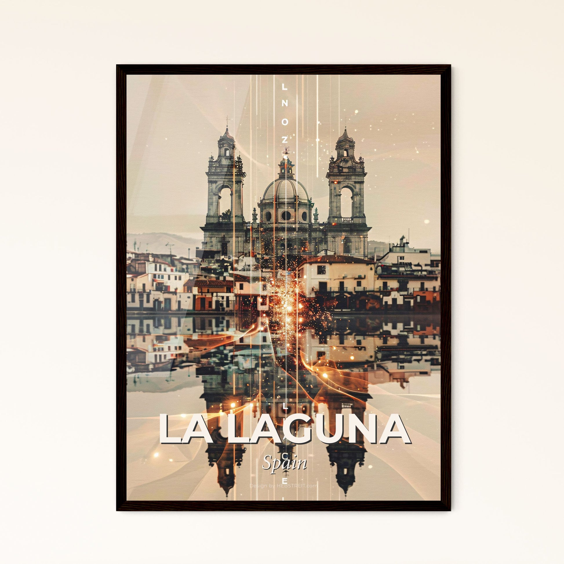 La Laguna Skyline Double Exposure Poster Art - A building with a dome and a body of water