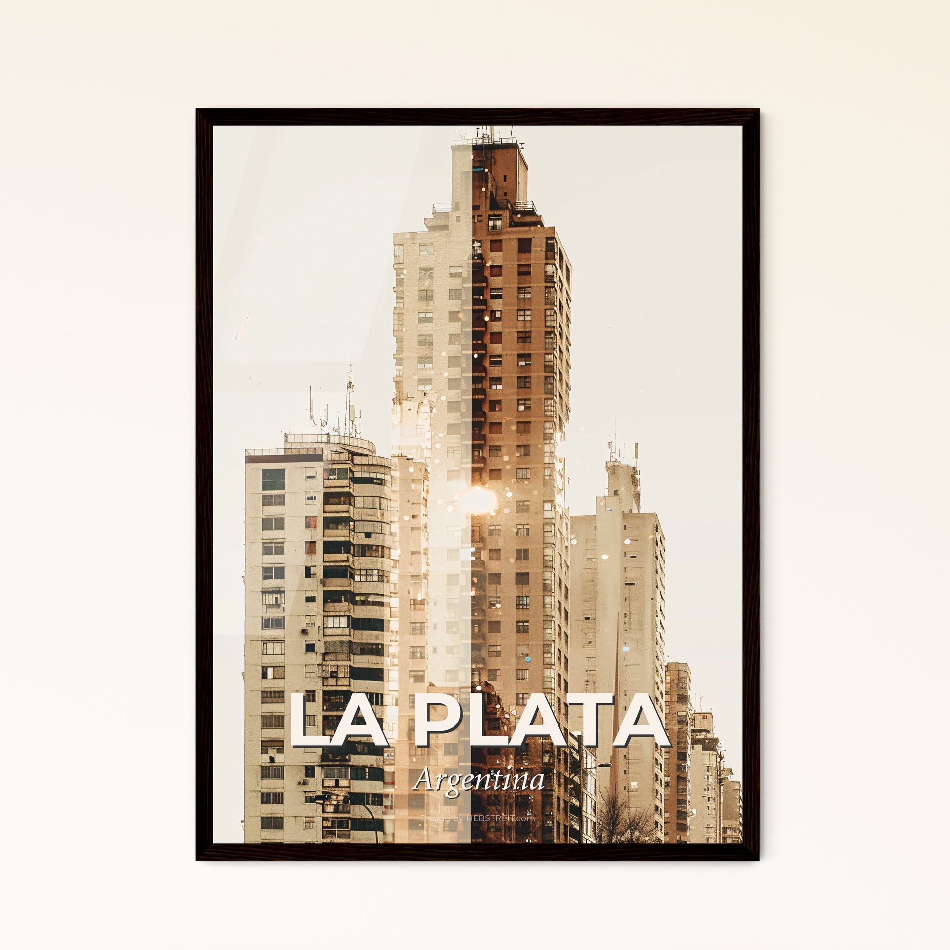 La Plata City Skyline Poster: Local Icons Double Exposure - A group of tall buildings