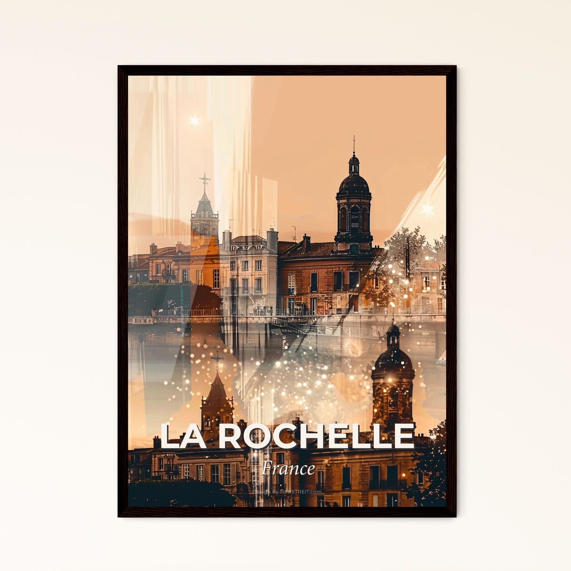 La Rochelle Skyline Silhouette Poster - A city with buildings and a body of water