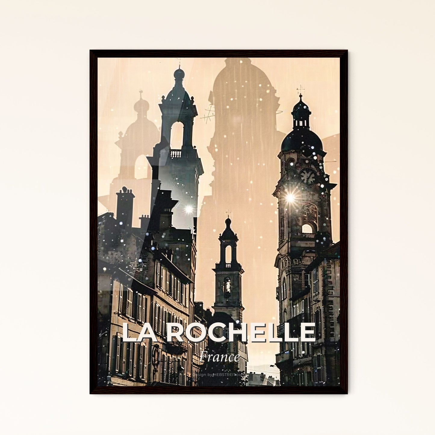 La Rochelle: City Lights Silhouette - A city with a clock tower