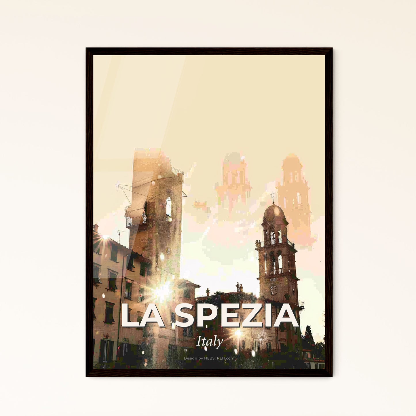 La Spezia City Fusion Skyline Icon Poster - A building with a clock tower