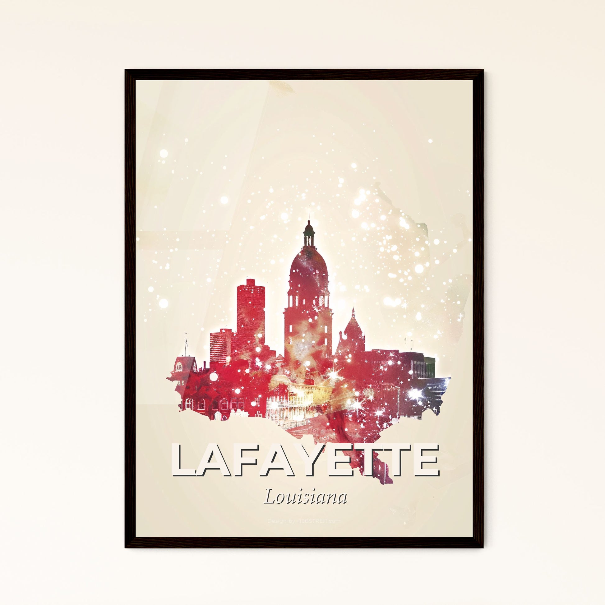 Lafayette City Skyline Minimalist Poster Art - A map of the united states with a city skyline