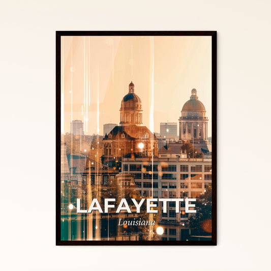 Lafayette Louisiana City Art Poster Skyline Icons - A building with a dome on top