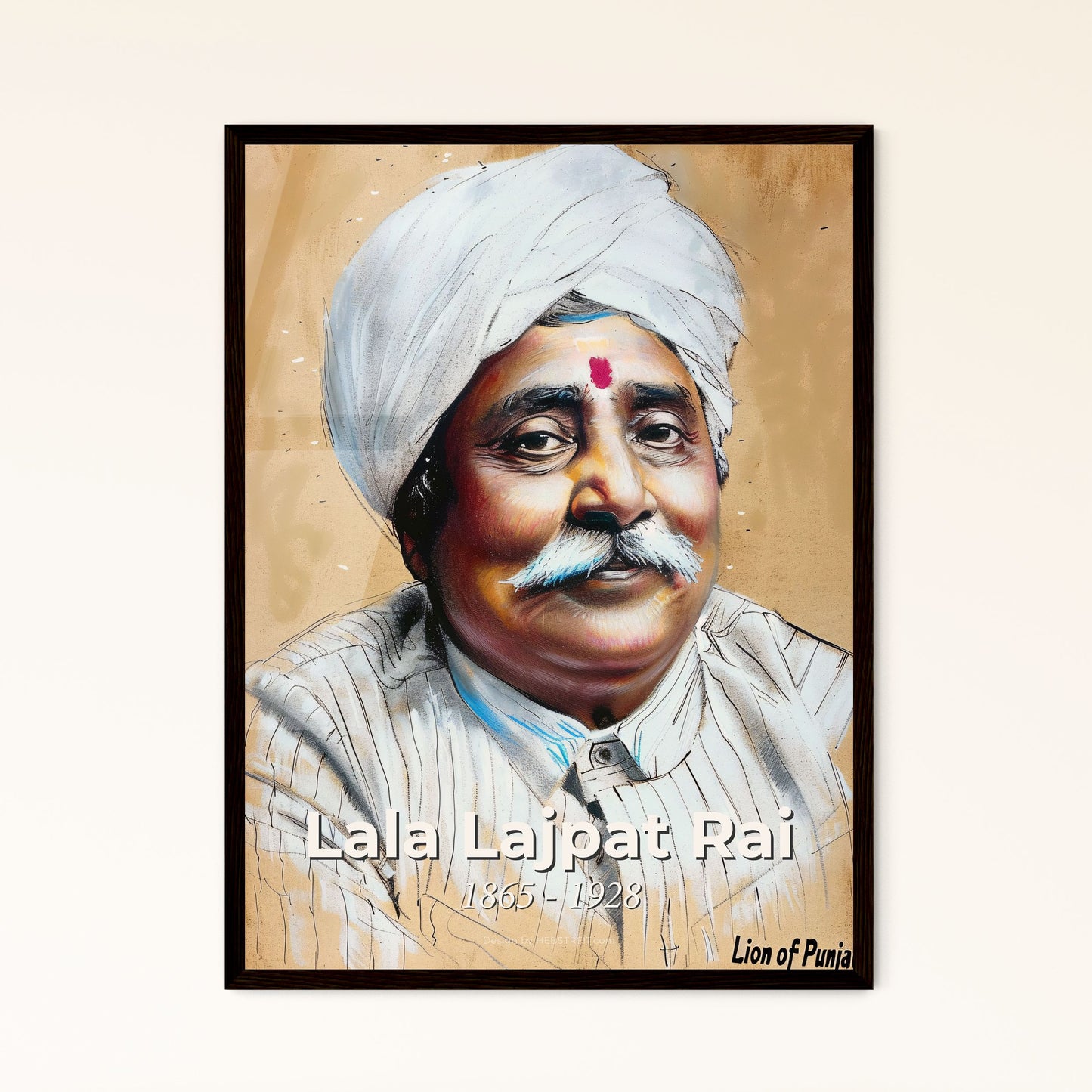 Lion of Punjab: Lala Lajpat Rai (1865-1928) - Striking Contemporary Art Print, Framed or Aluminum Options for Home Decor.