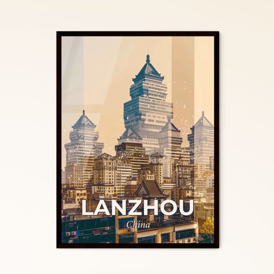 Lanzhou Skyline Architecture Composite Poster Art - A city skyline with many tall buildings