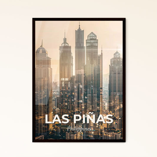 Las Pinas Cityscape Double Exposure Philippines Architecture Poster - A city skyline with many tall buildings