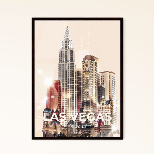 Las Vegas Skyline Icons Bright Beige Desert Sparks - A city skyline with tall buildings