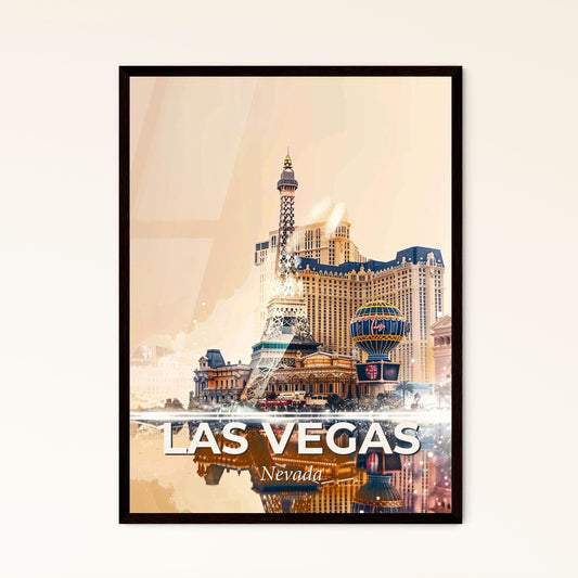 Las Vegas City Skyline Composite Poster Art - A large building next to a body of water