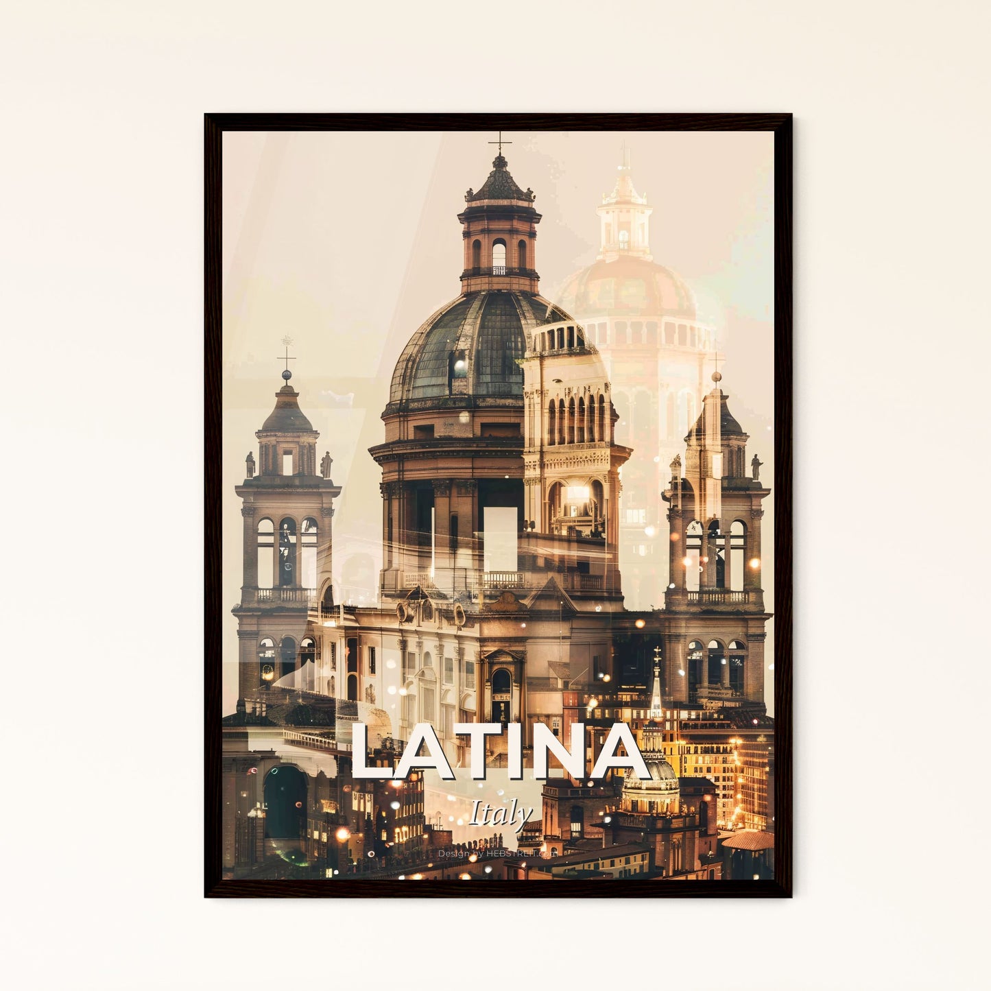 Latina City Skyline Art Composite Poster - A large building with a dome and a dome on top