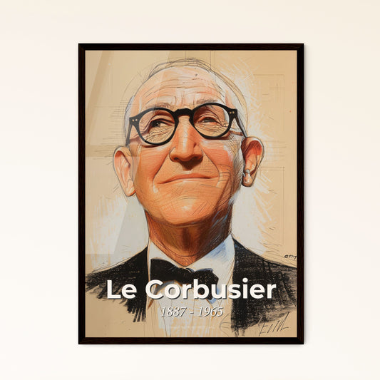 Elegant Le Corbusier Portrait: A Contemporary Tribute to Modern Architecture - Stunning Print & Framed Options for Timeless Decor