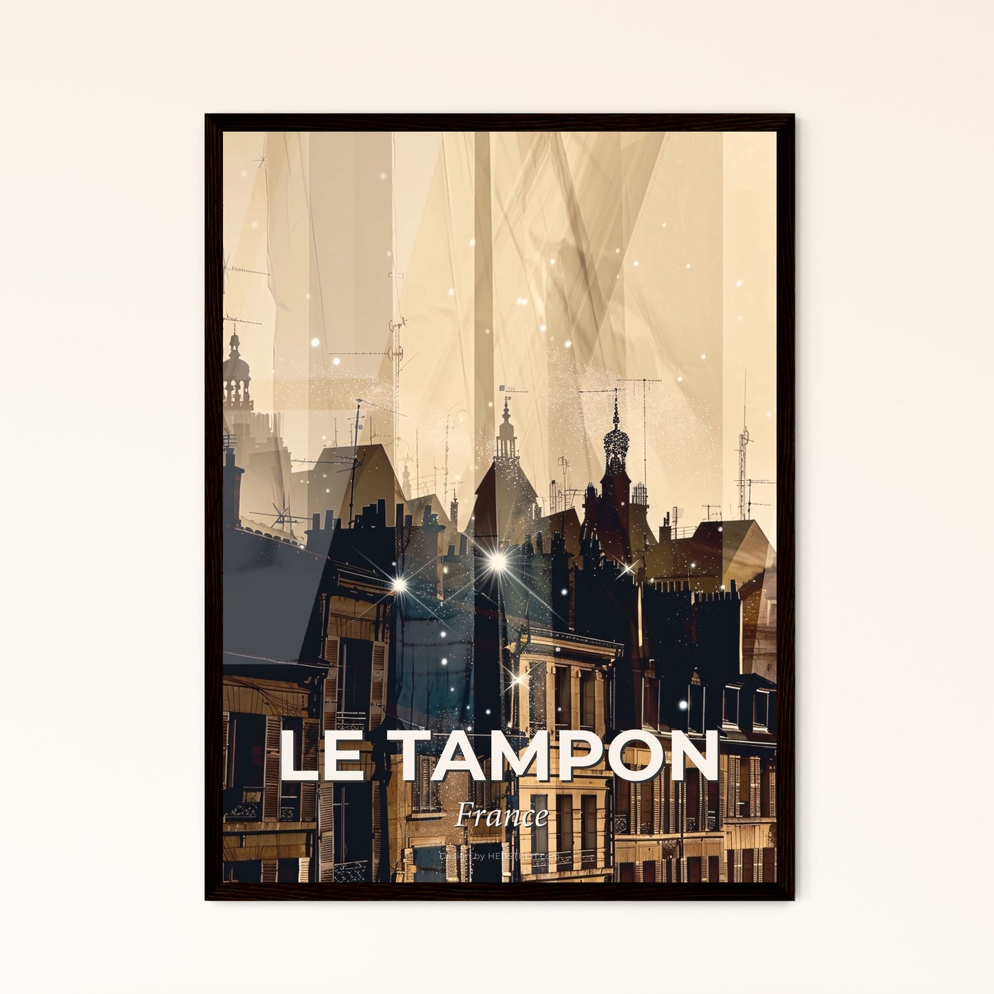 Le Tampon Skyline Cityscape Composite Art Poster - A city skyline with many buildings