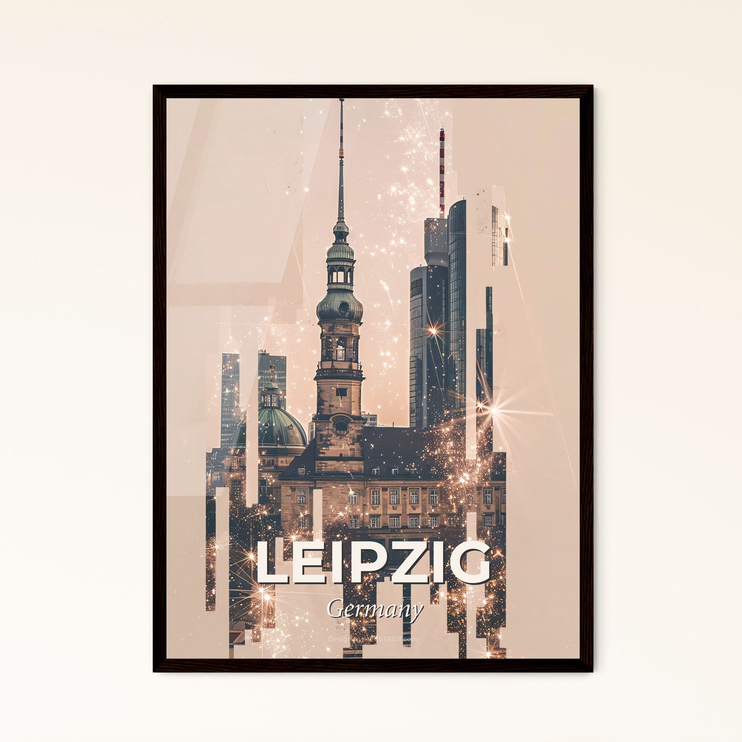 Leipzig City Skyline Composite Poster - A city skyline with a tower and a building