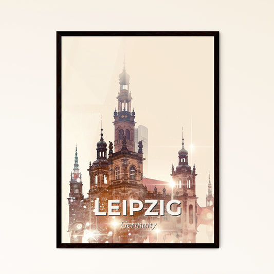 Leipzig Skyline Poster: City Icons in Silhouette - A building with towers and spires