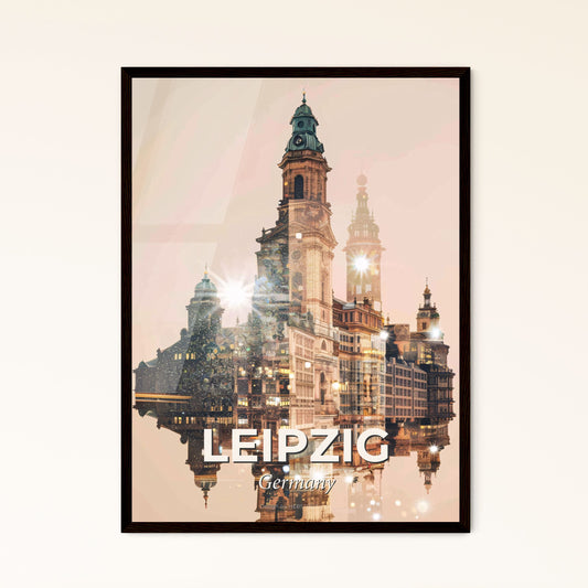 Leipzig City Lights in Vibrant Composite - A building with a tower and a clock on it