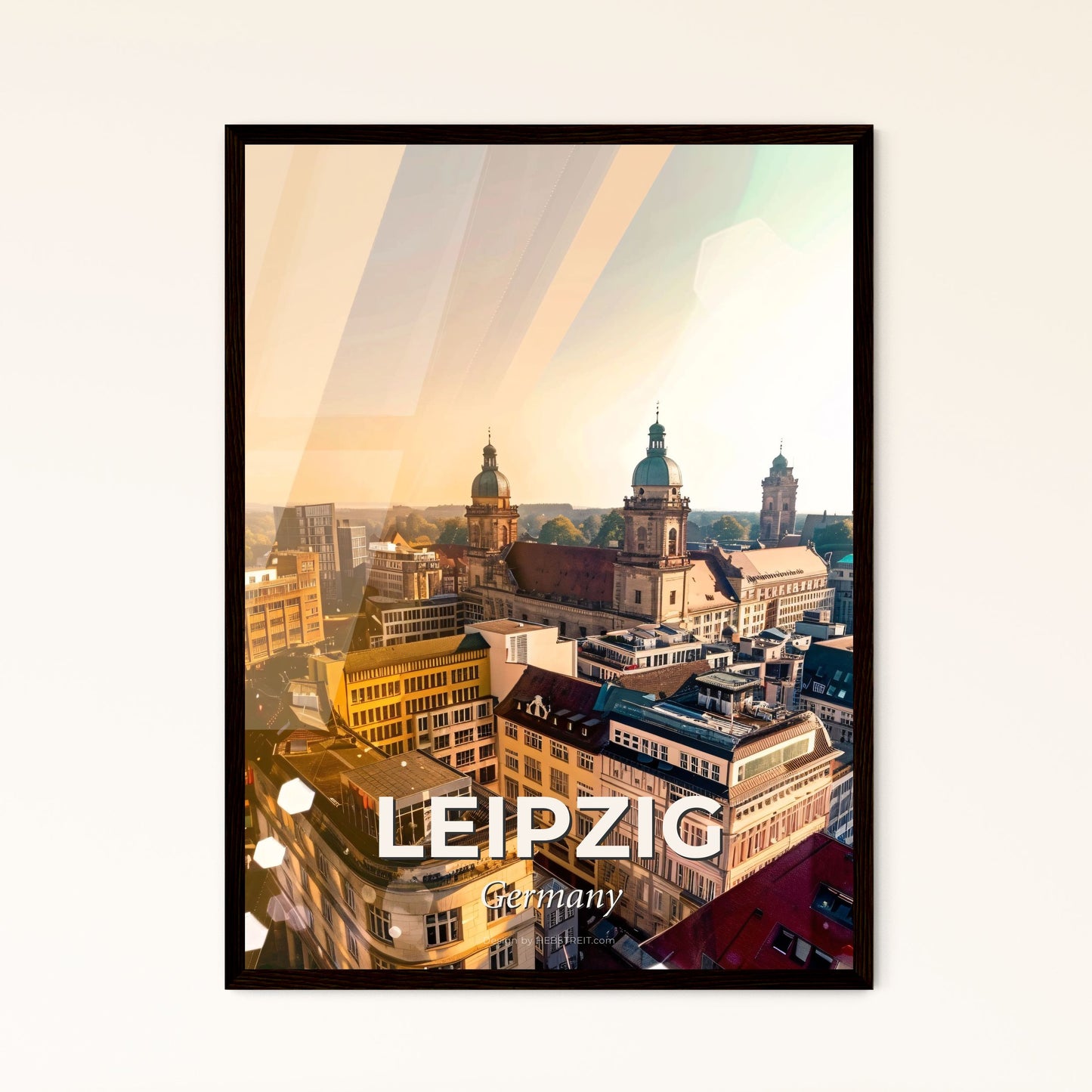 Leipzig Cityline Poster with Sparkling Backlights - A city with many buildings