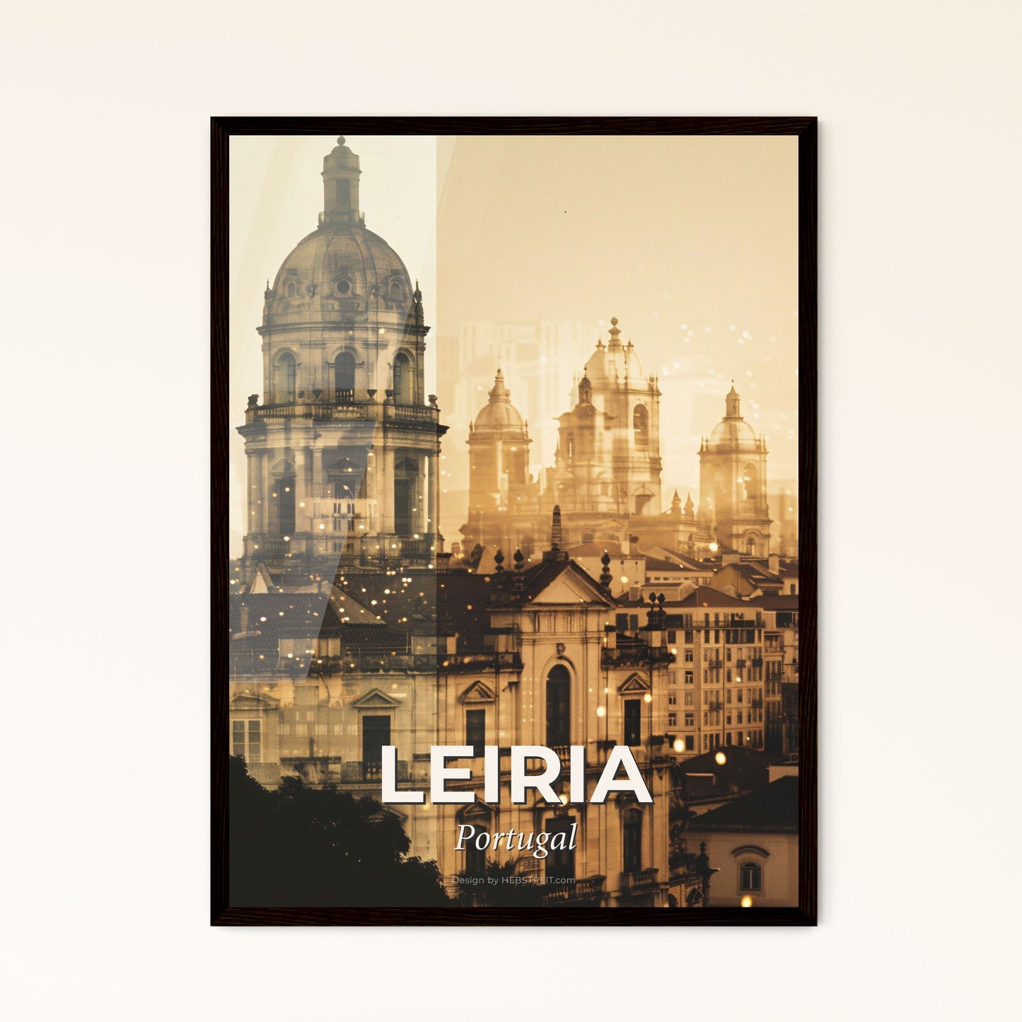 Leiria Skyline Composite Art Poster - A city with a tower