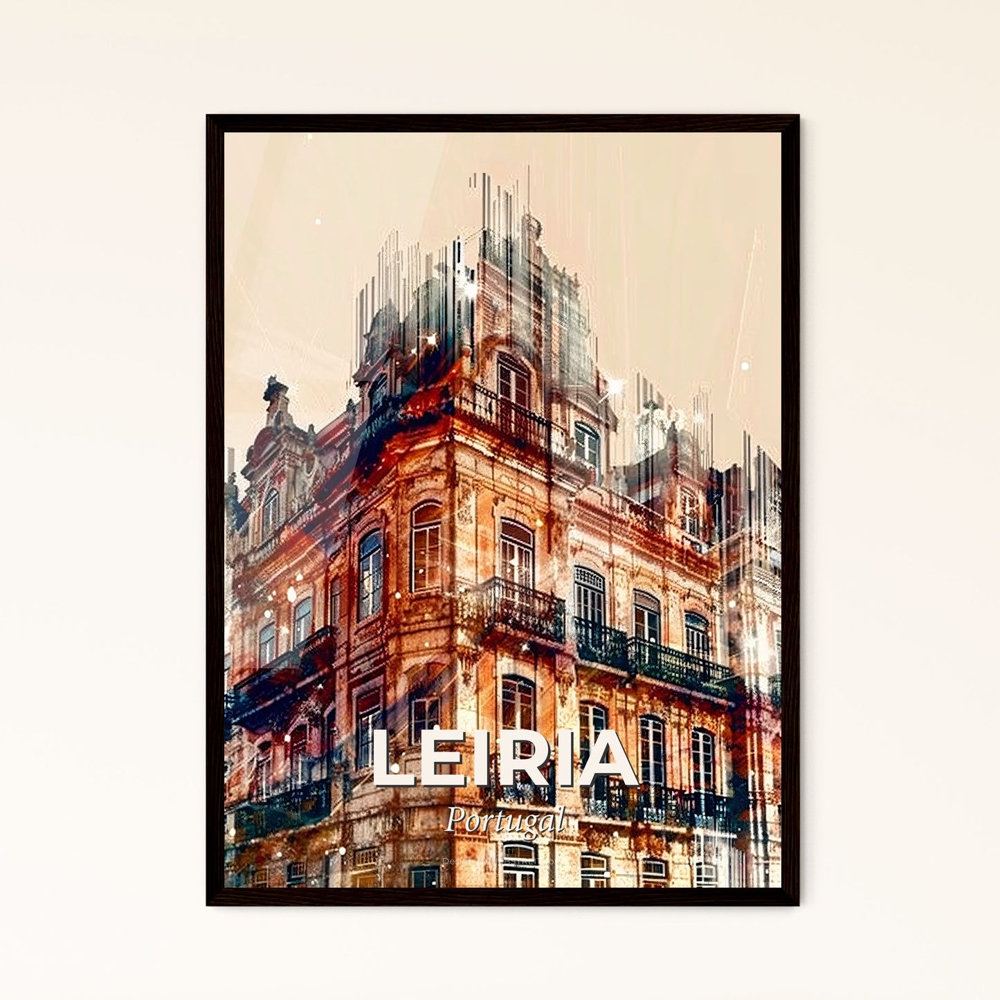 Leiria, Portugal: Double Exposure City Skyline Poster - A building with many windows