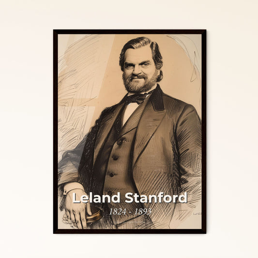 Elegant Portrait of Leland Stanford: Celebrating the Visionary Industrialist in Contemporary Style - Perfect for Home Décor