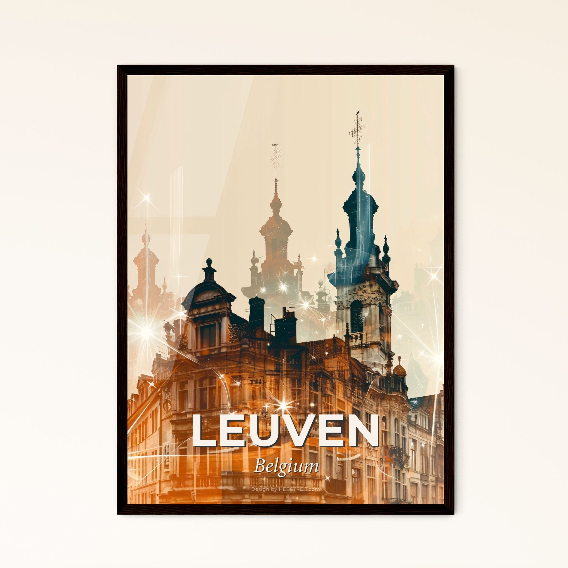 Leuven Skyline Silhouette Composite Art Poster - A building with many spires