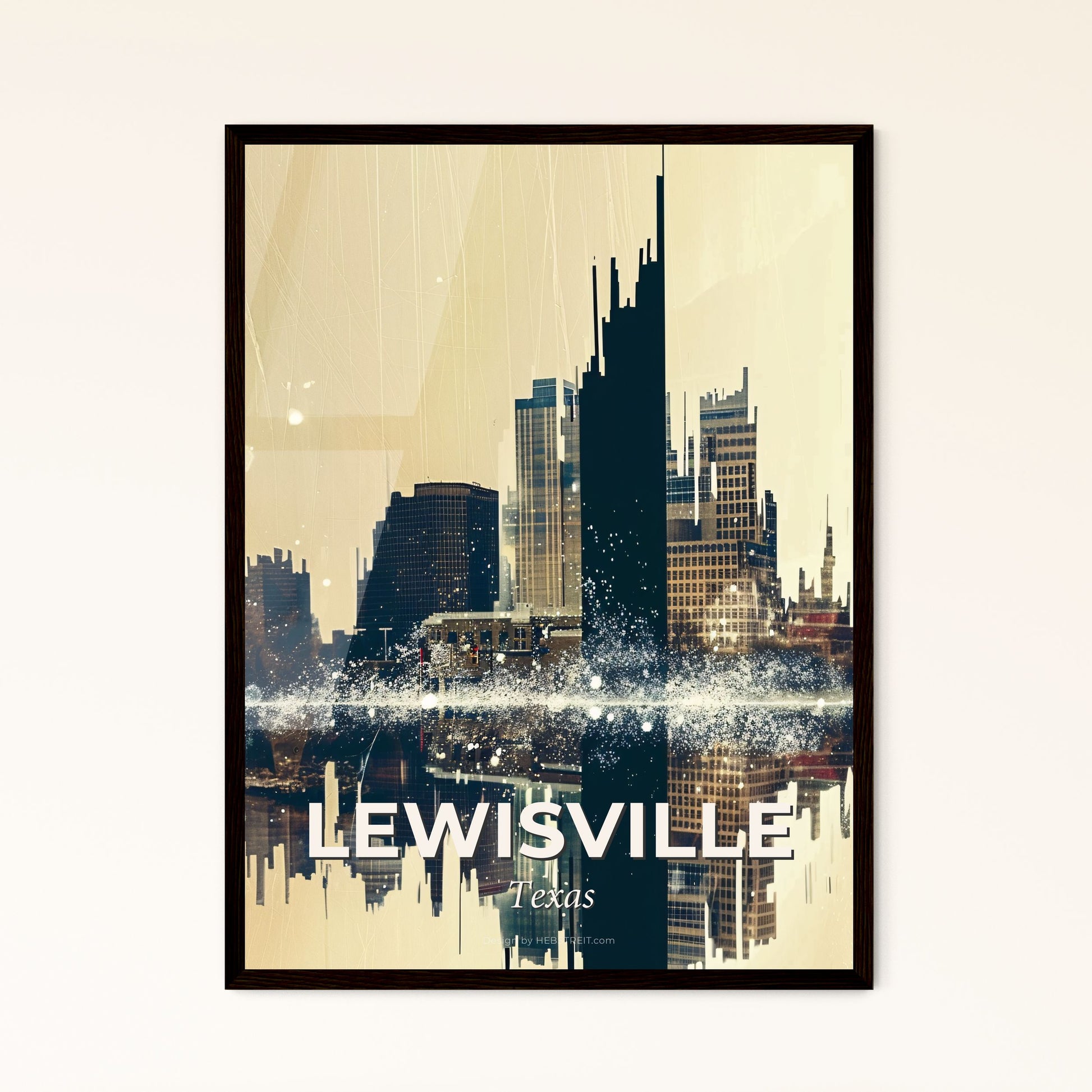 Lewisville: Urban Art with Local Charm - A city skyline with water and a reflection of a city