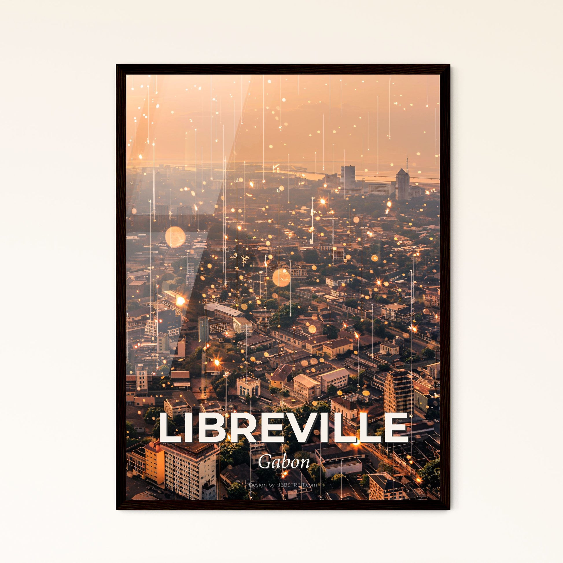 Libreville Skyline Cityscape Double Exposure Poster - A city with many lights