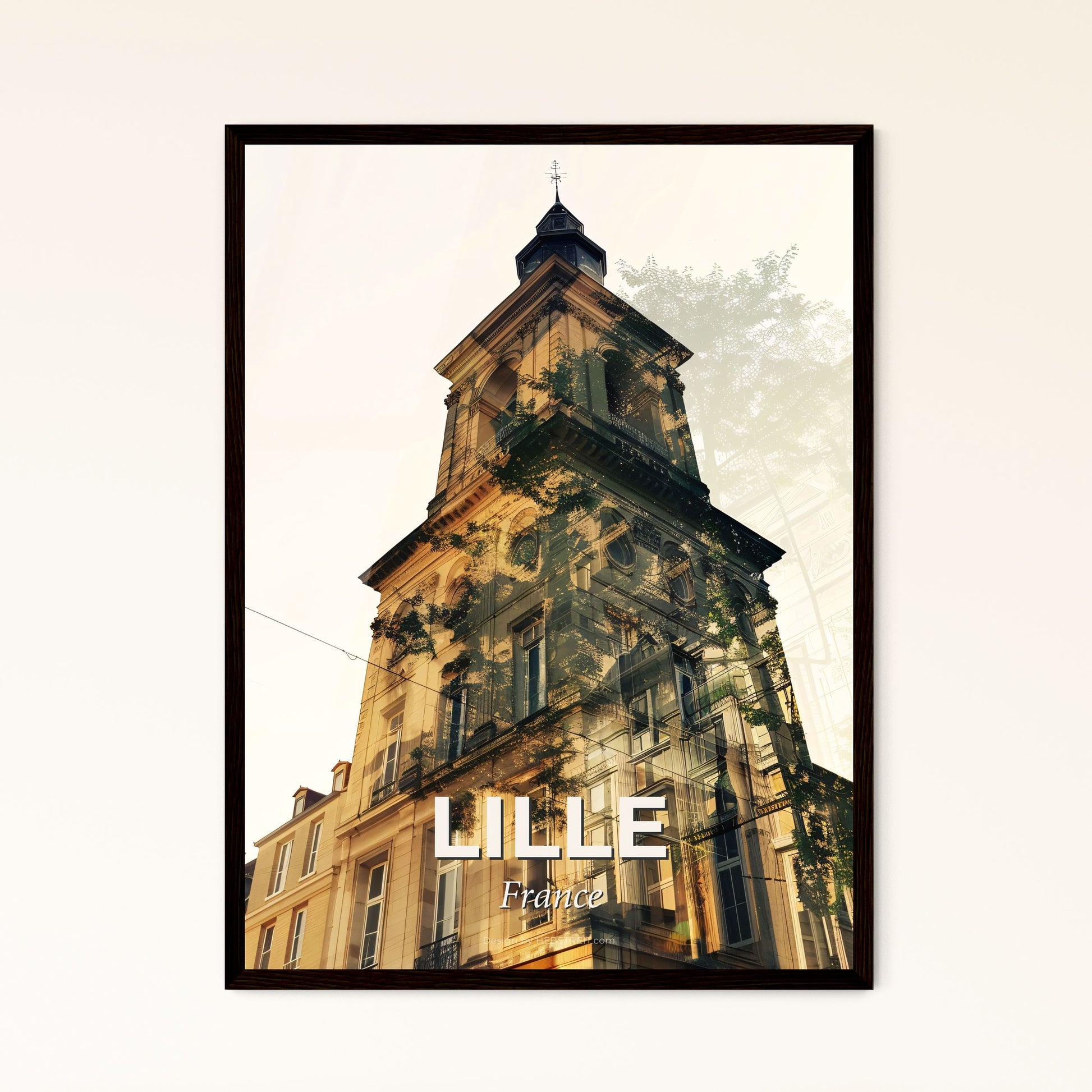 Lille Skyline Art: Iconic Composite Poster - A building with a bell tower