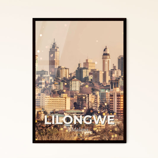 Lilongwe Skyline Composite Art Poster in Local Colors - A city skyline with many tall buildings