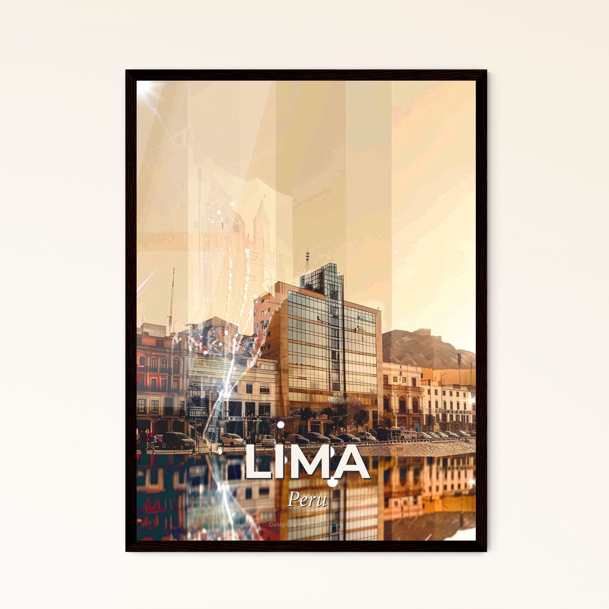 Lima Peru Skyline Architecture Icons Poster Art - A city with buildings and cars