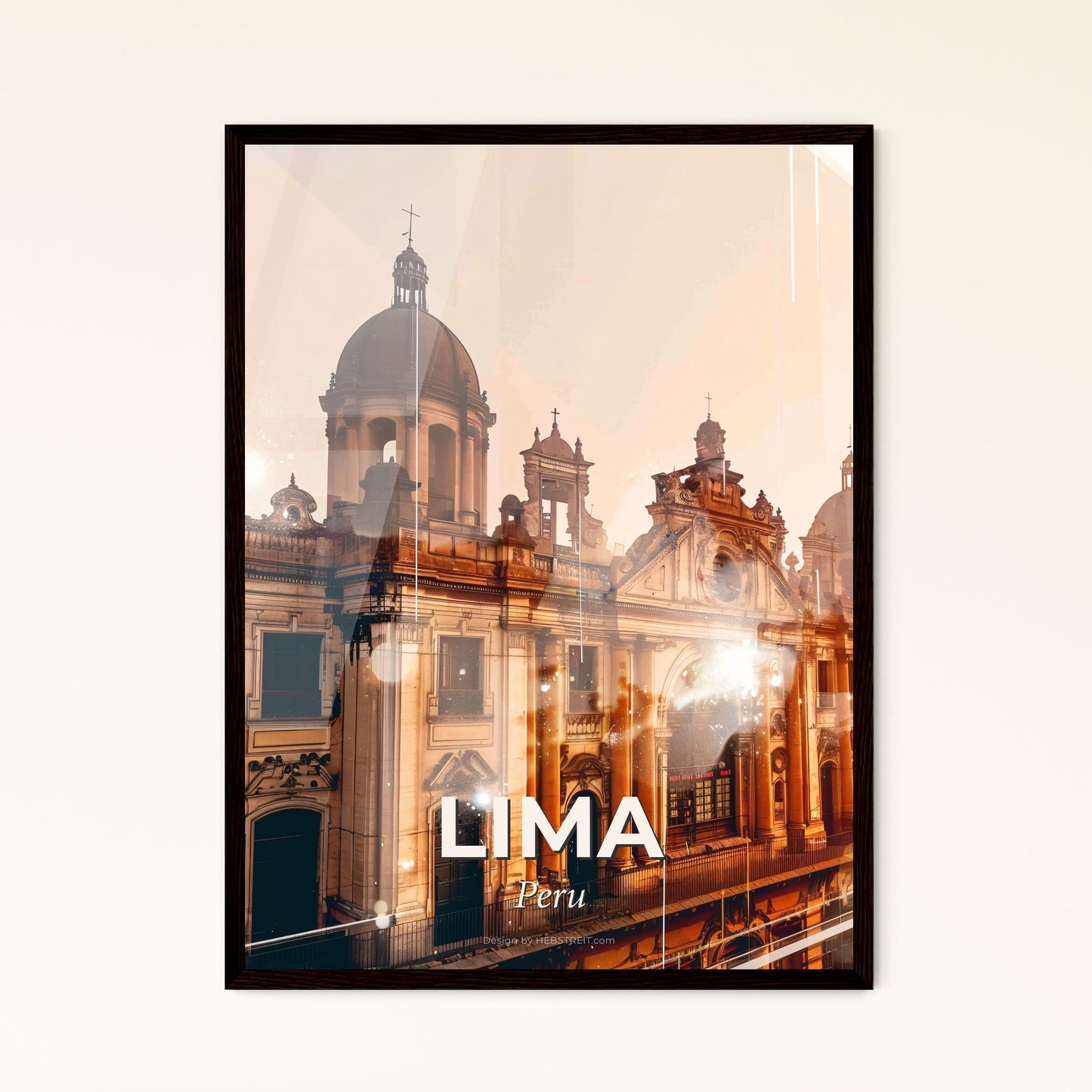 Lima Skyline Panorama - Vibrant Peruvian Poster - A large building with a dome roof