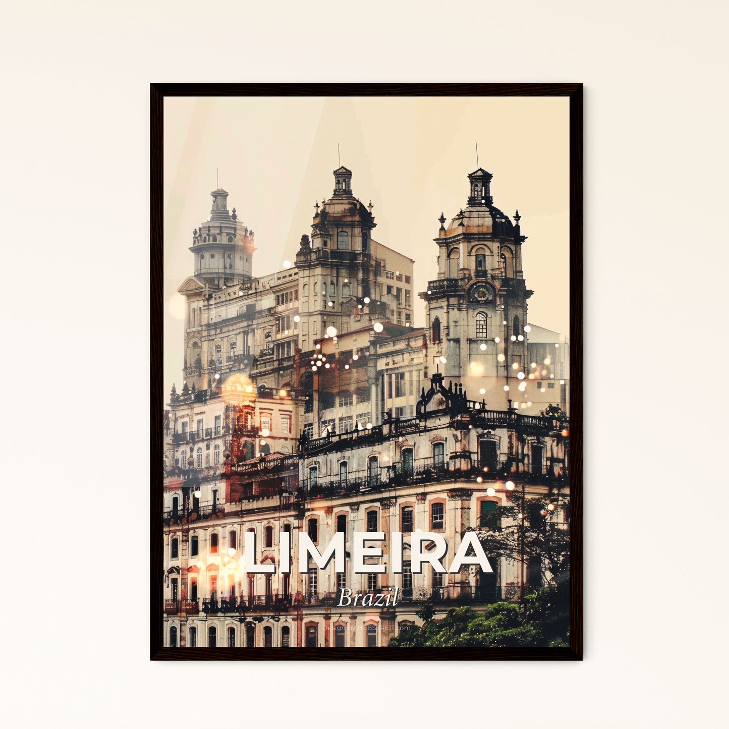 Limeira Urban Skyline Composite Art Print - A large building with many towers