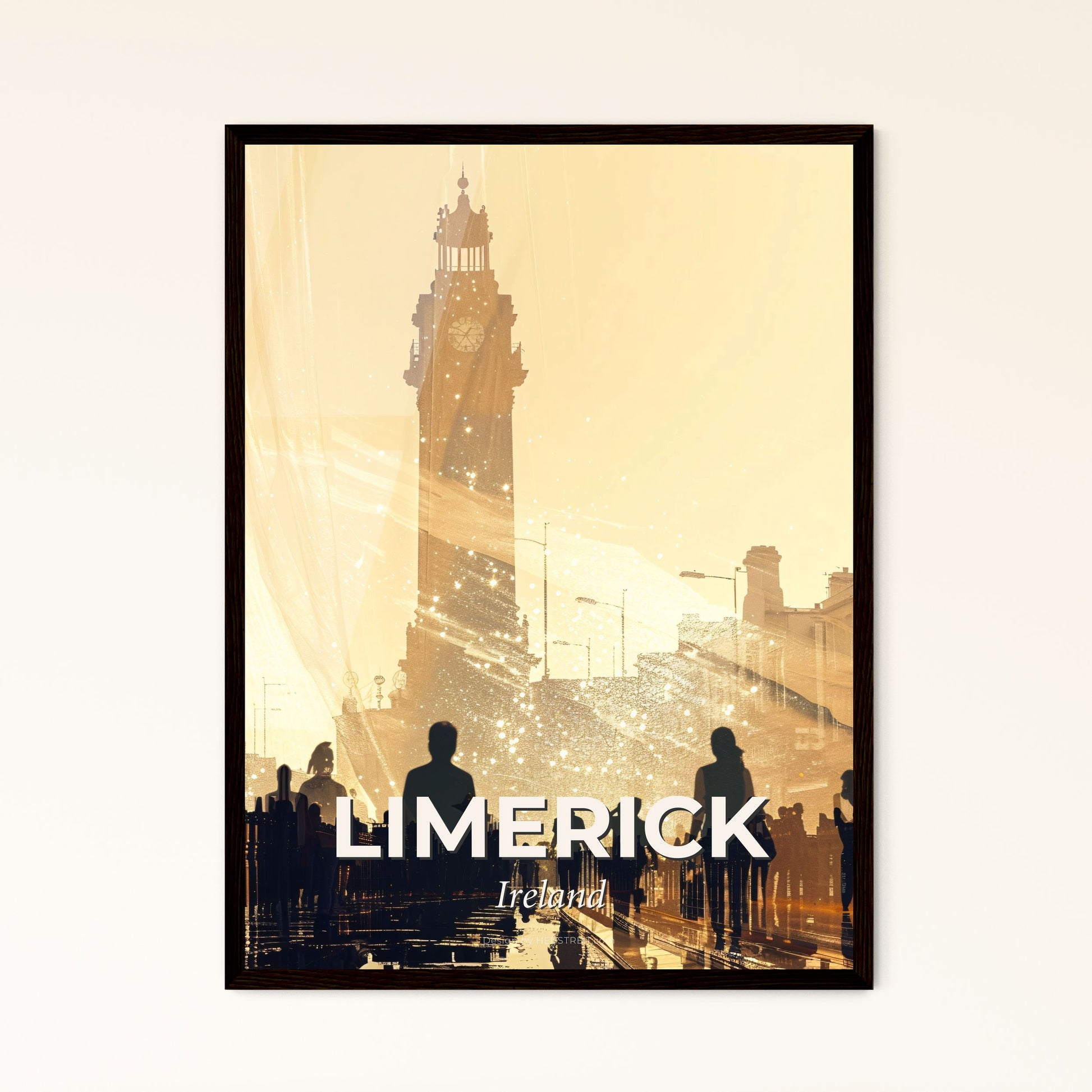 Limerick City Skyline Tapestry Wall Art - A group of people walking in a city