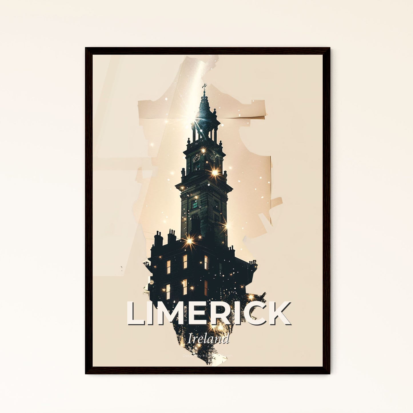 Limerick Skyline Wonders in Beige Composite - A building with a tower and lights