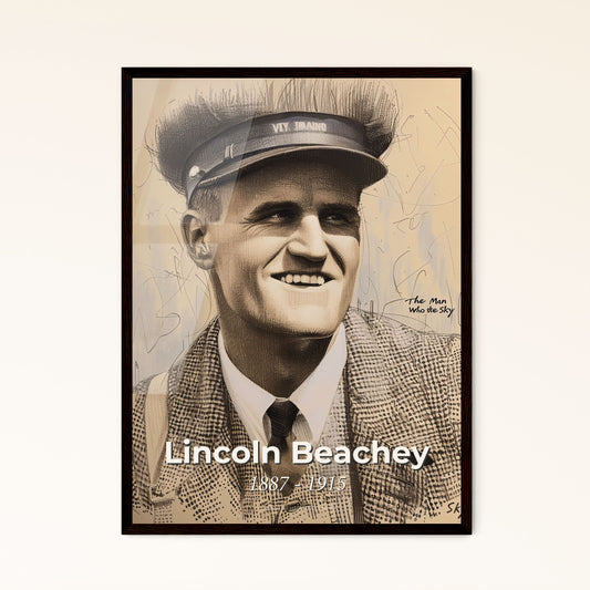 Captivating Portrait of Lincoln Beachey: Legendary Aviator's Spirit in Contemporary Art - Perfect Gift & Home Decor Accent