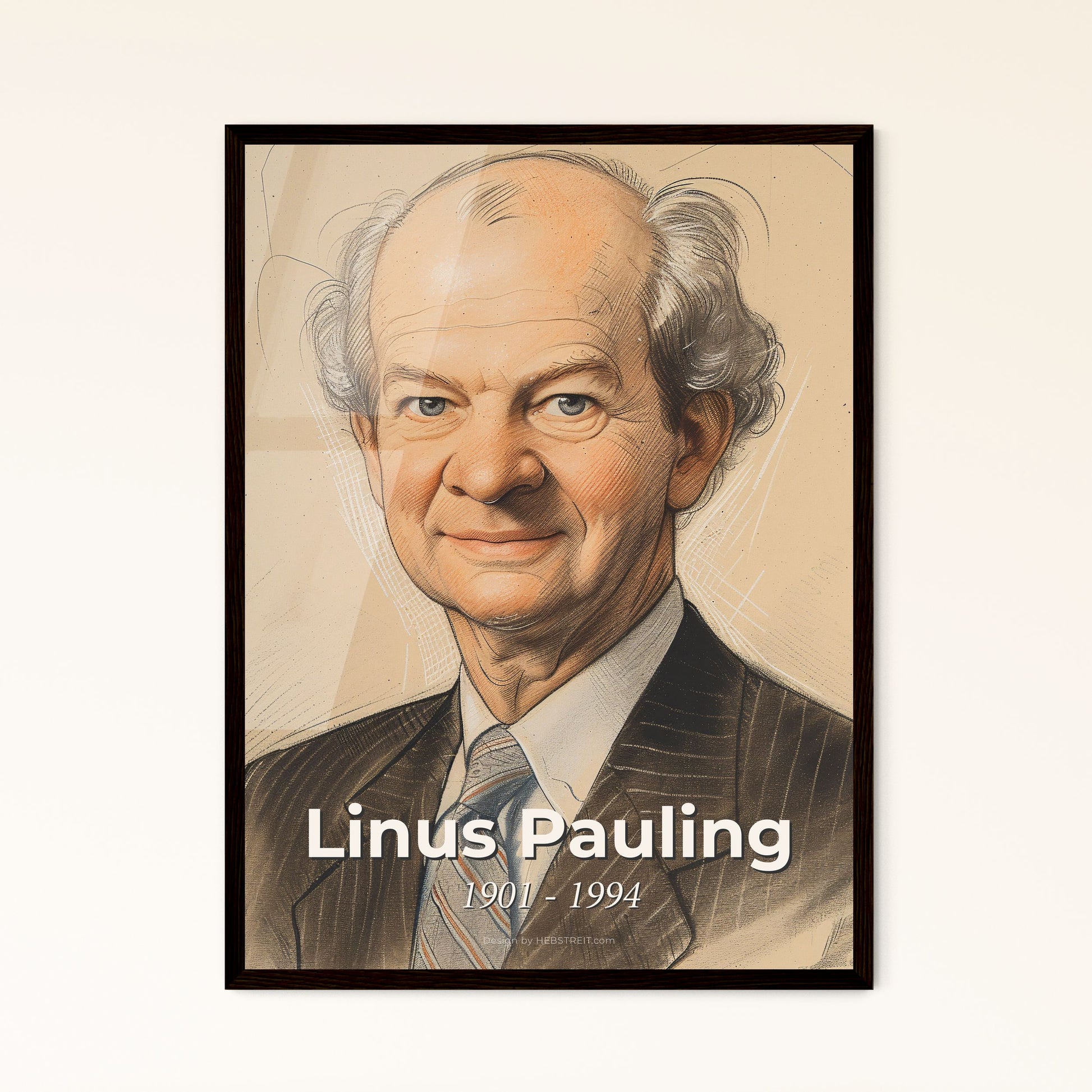 Elegant Linus Pauling Portrait: A Striking Tribute to Chemistry's Icon, Captured in Contemporary Art and Available in Various Formats