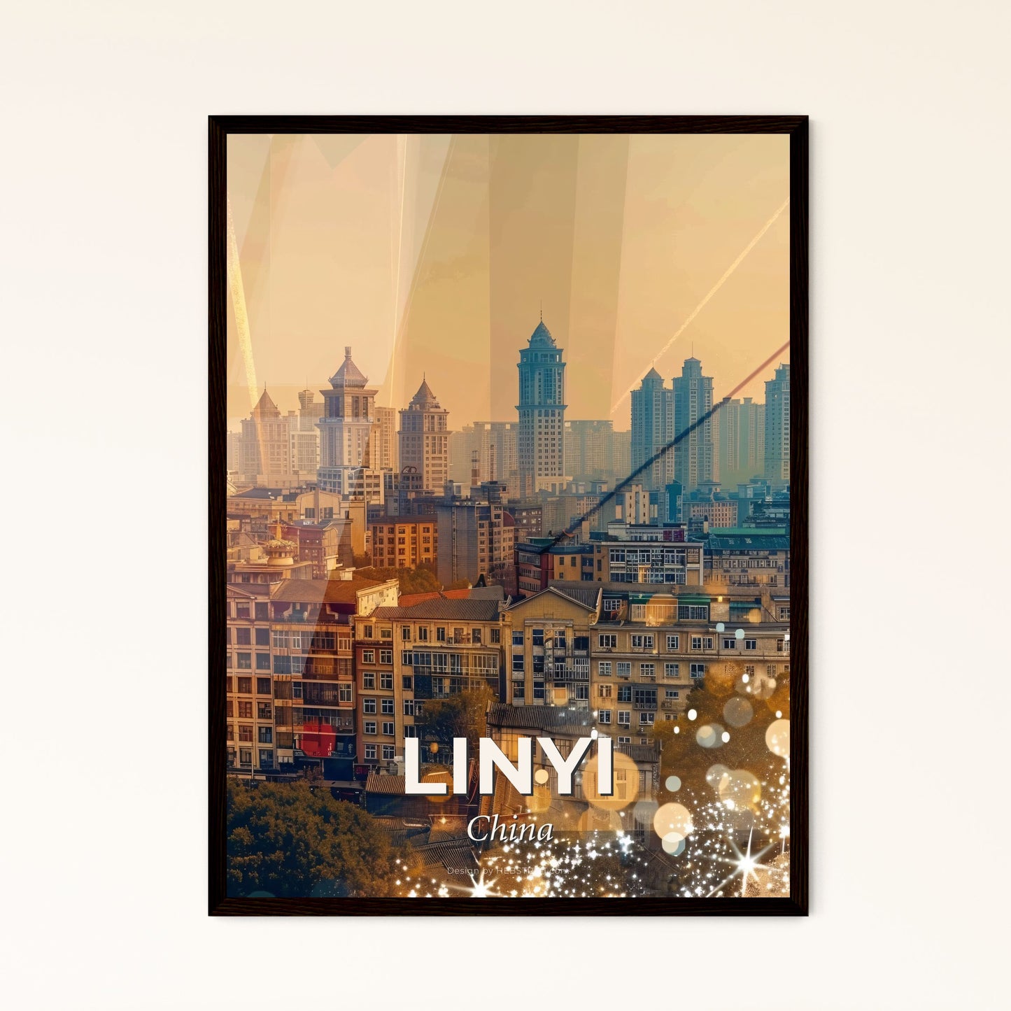 Linyi Skyline Poster: Local Architecture Icons - A city with many buildings