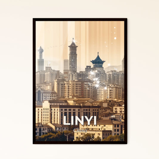 Linyi City Lightscape Panorama Poster - A city with many tall buildings