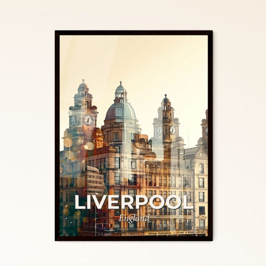 Liverpool Pastel Skyline Double Exposure Poster - A city with many buildings