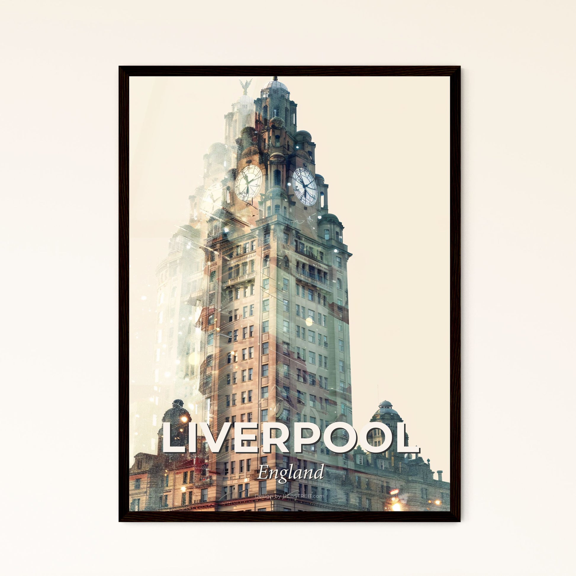 Liverpool Skyline Classic Architecture - A double exposure of a building with a clock on top