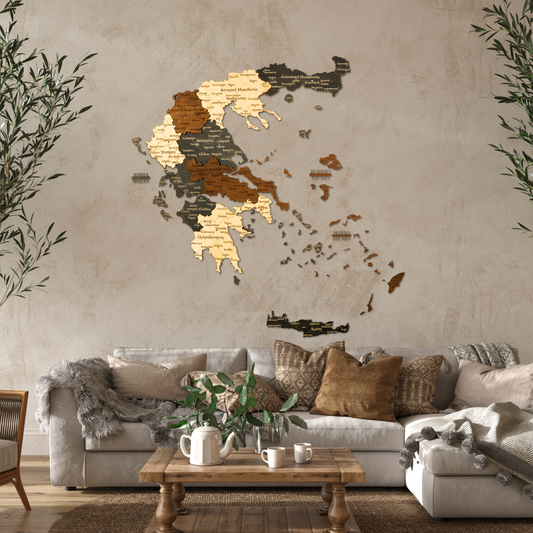 Rustic Wood Map of Greece – Artistic Wall Art for Travelers & Collectors”
