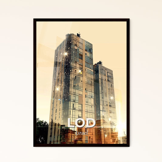 Lod, Israel: Skyline Art in Double Exposure - A tall building with many windows