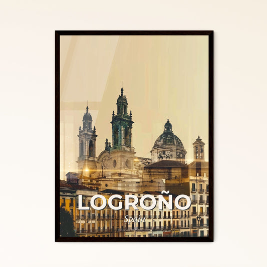 Logroño Skyline Art Deco Poster - A large building with many towers