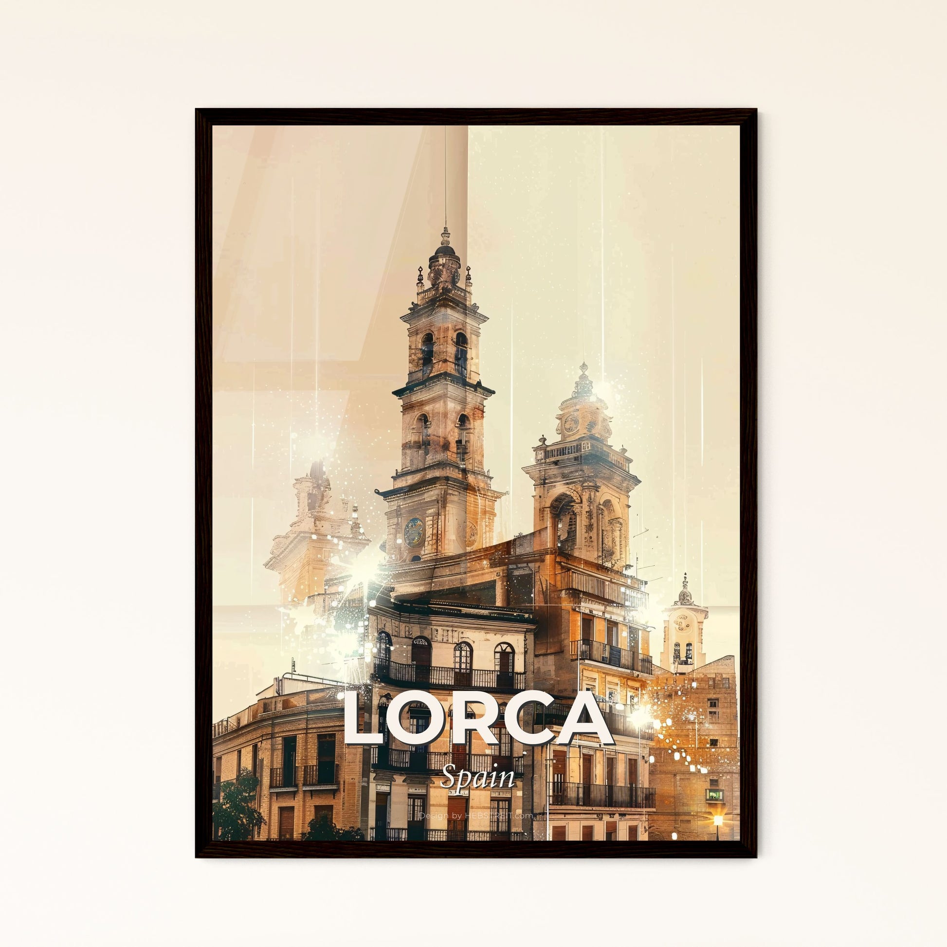 Lorca City Skyline Silhouette Poster Art - A building with a tower