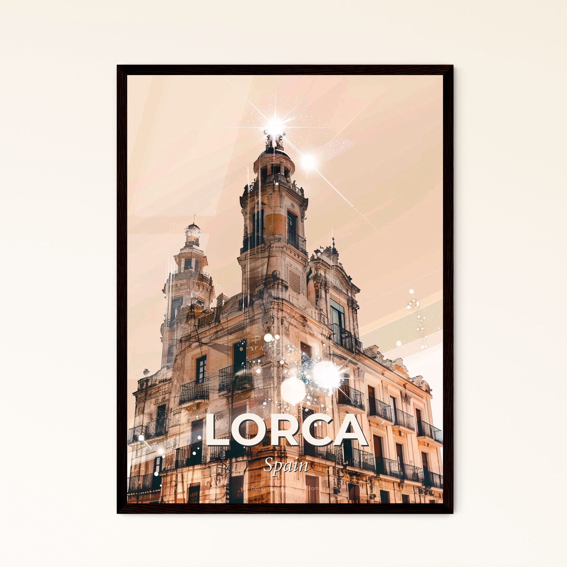 Lorca, Cityscape Wonders Under Starlight - A building with a tower and a balcony