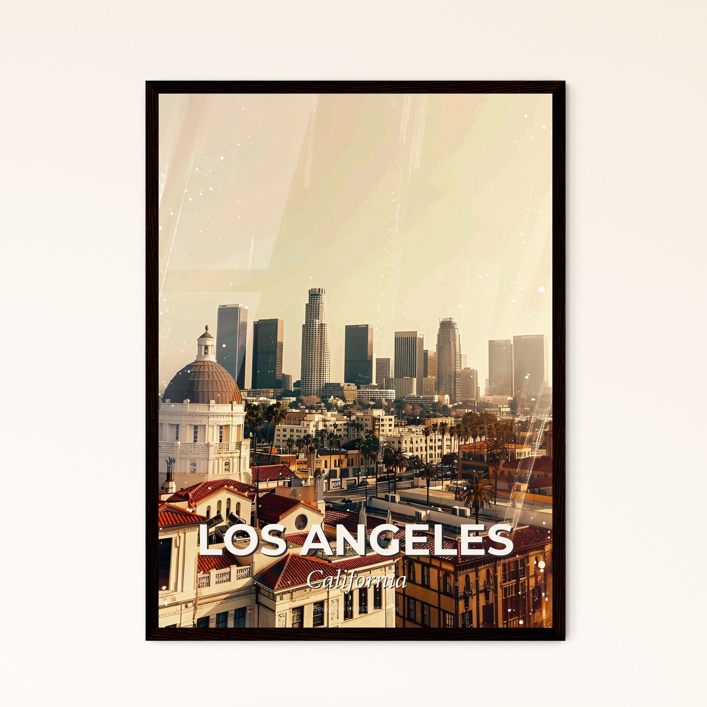 Los Angeles Double Exposure Cityscape Poster - A city with many buildings and a city skyline