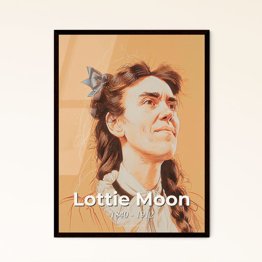 Radiant Essence of Lottie Moon: A Stunning Portrait of the Missionary Spirit on Warm Beige, Perfect for Home Décor or Gifts!