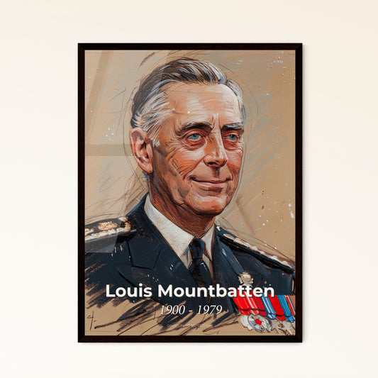 Dynamic Contemporary Portrait of Louis Mountbatten: A Masterful Tribute to the Iconic British Admiral in Elegant Hues