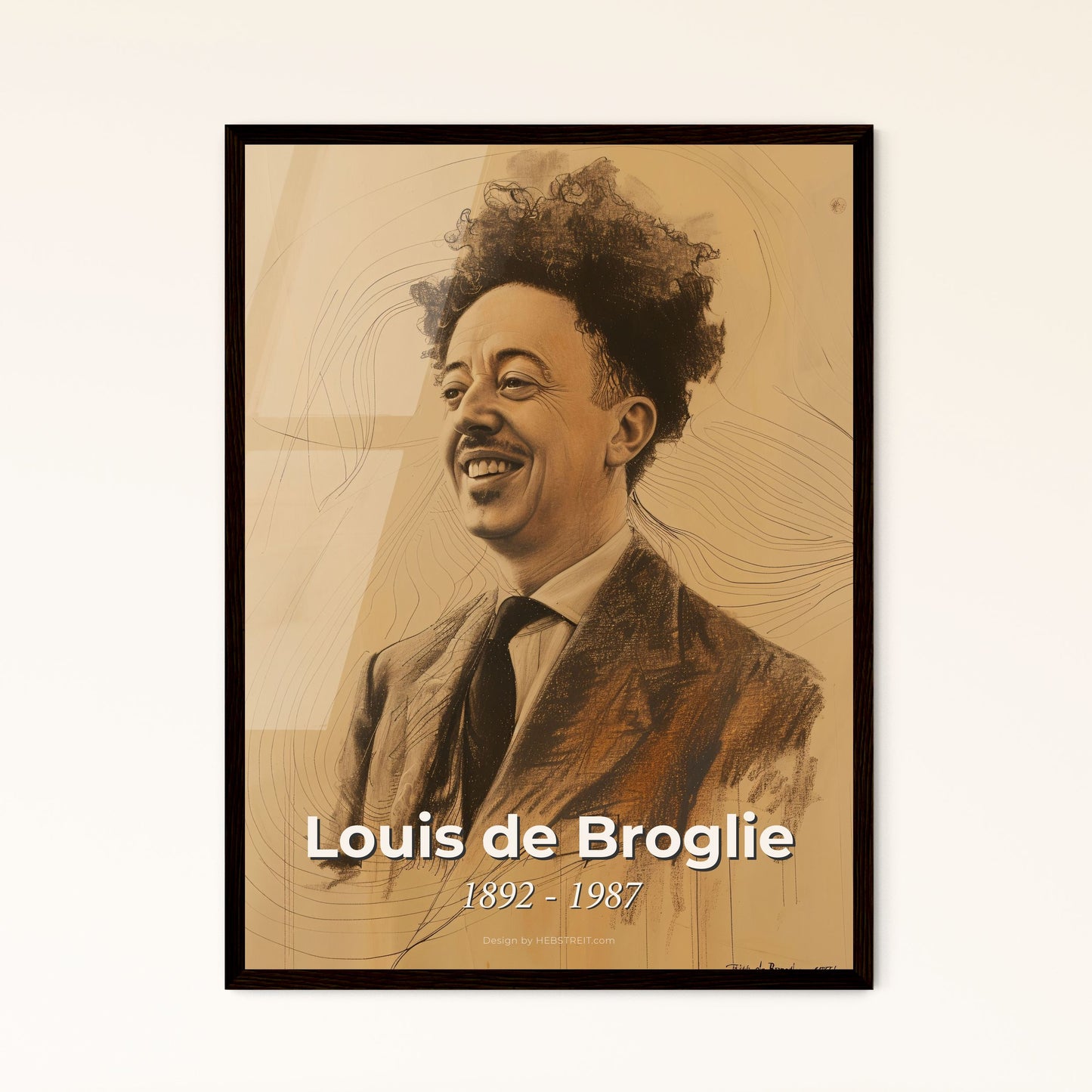 Charming Portrait of Louis de Broglie: Celebrating Wave-Particle Duality in Contemporary Art - Perfect for Home Decor & Gifting