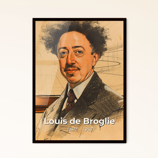 Wave-Particle Elegance: Louis de Broglie's Artistic Tribute - Vibrant Contemporary Portrait Print for Elegant Home Decor